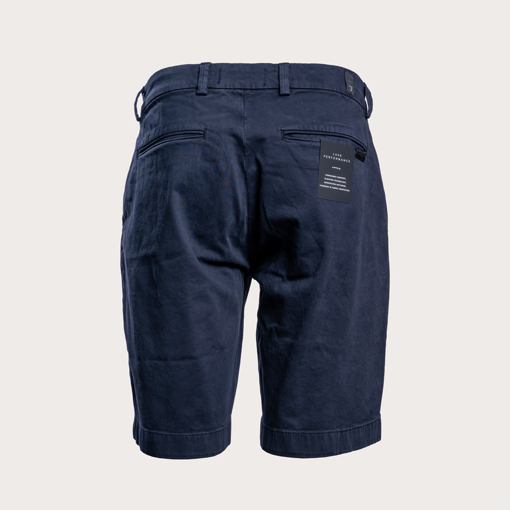 7 For All Mankind Comfort Sateen Chino Short in Deep Navy - Back image of navy chino shorts