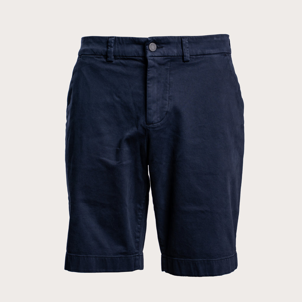 7 For All Mankind Comfort Sateen Chino Short in Deep Navy - Front image of navy chino shorts