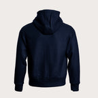 A dark navy blue hoodie shown from the back, displayed on a clean, light beige background. Circolo 1901 Hoodie available at Sakks Menswear in Southampton.