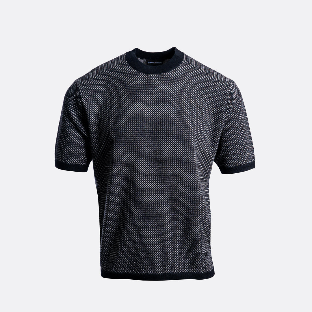 Virgin-Wool Jumper – Black Micro Dot