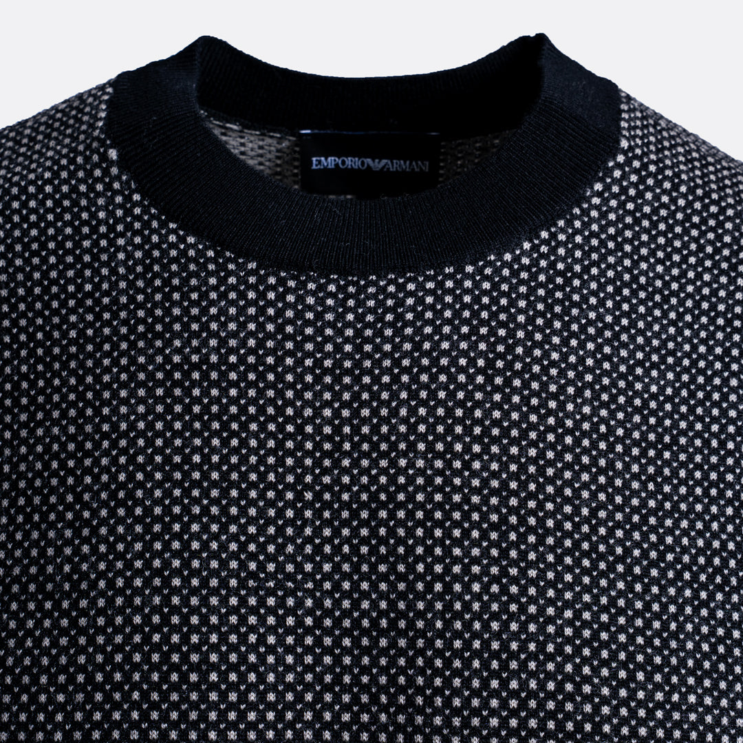 Virgin-Wool Jumper – Black Micro Dot