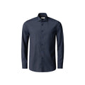 A dark navy blue long-sleeve button-down dress shirt with a classic collar, displayed on a clean white background. Eton Shirt available at Sakks Menswear in Southampton.