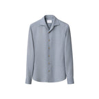 A light grey long-sleeve button-up shirt with a spread collar, displayed on a clean white background. Eton Shirt available at Sakks Menswear in Southampton.