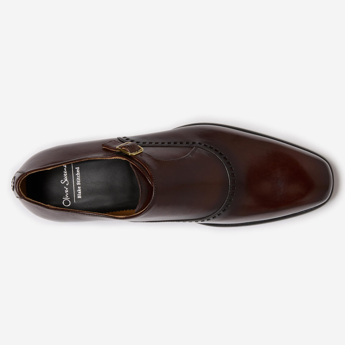 Brown leather shoe on a white background. Oliver Sweeney Shoes available at Sakks Menswear in Southampton.