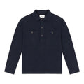 A dark navy long-sleeve polo shirt with two buttoned chest pockets, displayed flat against a solid white background. Circolo 1901 Sweatshirts available at Sakks Menswear in Southampton.