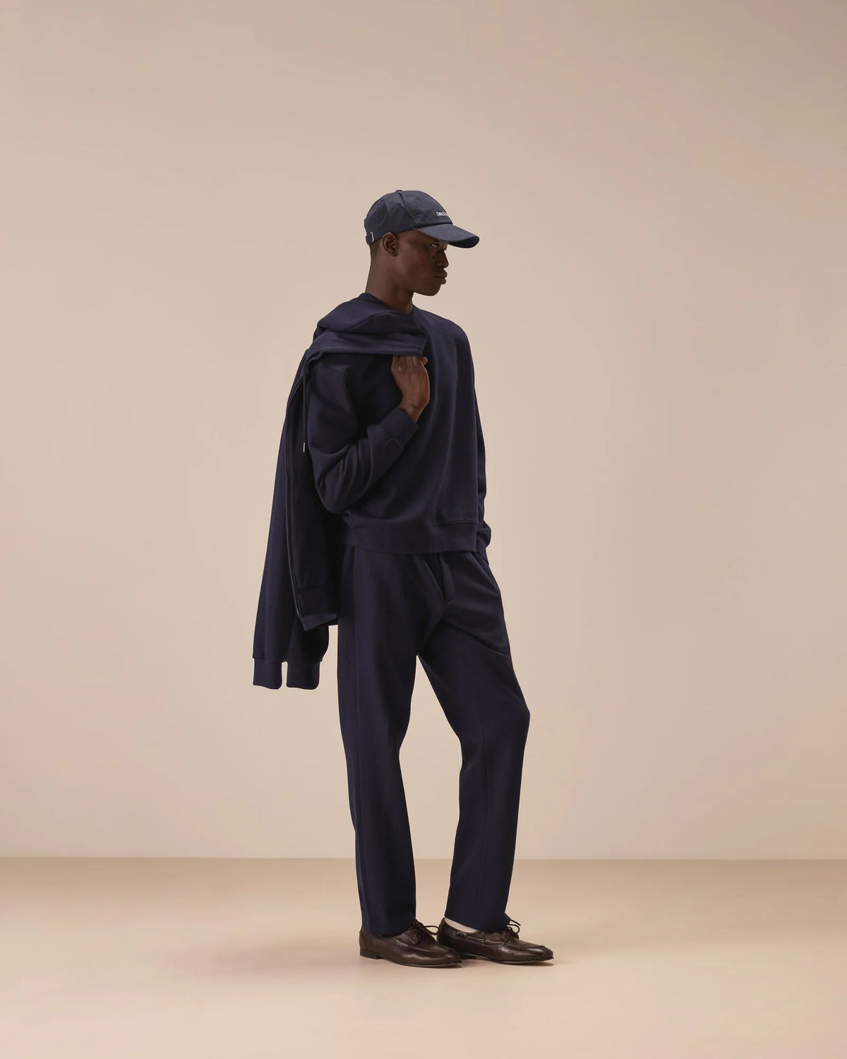 Sweatshirt Soft Felted Jersey Wool - Blu Navy Soft