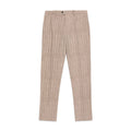 A pair of beige pinstriped wool trousers with a subtle tweed texture, shown flat against a solid white background. Circolo 1901 Trousers available at Sakks Menswear in Southampton.