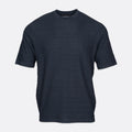 Virgin Wool Sweater With Textured Knit - Fancy Stitch Navy
