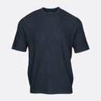 Virgin Wool Sweater With Textured Knit - Fancy Stitch Navy