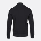 A black long-sleeve half-zip pullover sweatshirt shown from the back, featuring a mock neck collar and ribbed cuffs and hem, on a light gray background. Emporio Armani Sweatshirt available at Sakks Menswear in Southampton.