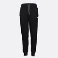 Black sweatpants with a light gray drawstring and a small white logo patch on the left thigh, shown against a light gray background. Emporio Armani Joggers available at Sakks Menswear in Southampton.