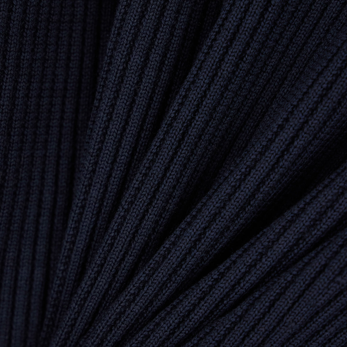 Ribbed Virgin Wool Half-Zip Sweater - Navy Blue