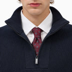 Ribbed Virgin Wool Half-Zip Sweater - Navy Blue