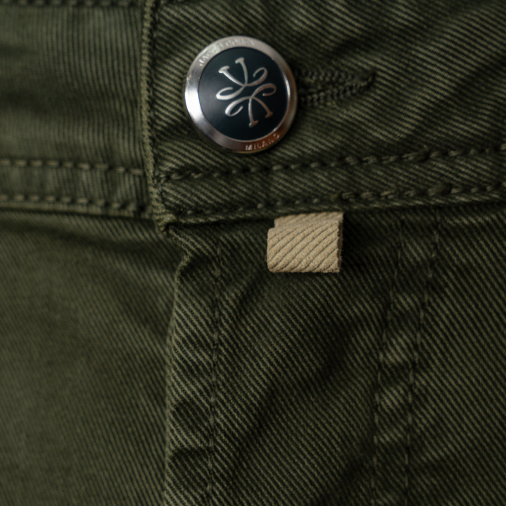 Bard Regular-slim 5 Pocket Cotton and Lyocell Stretch Twill Pants - Algae Green