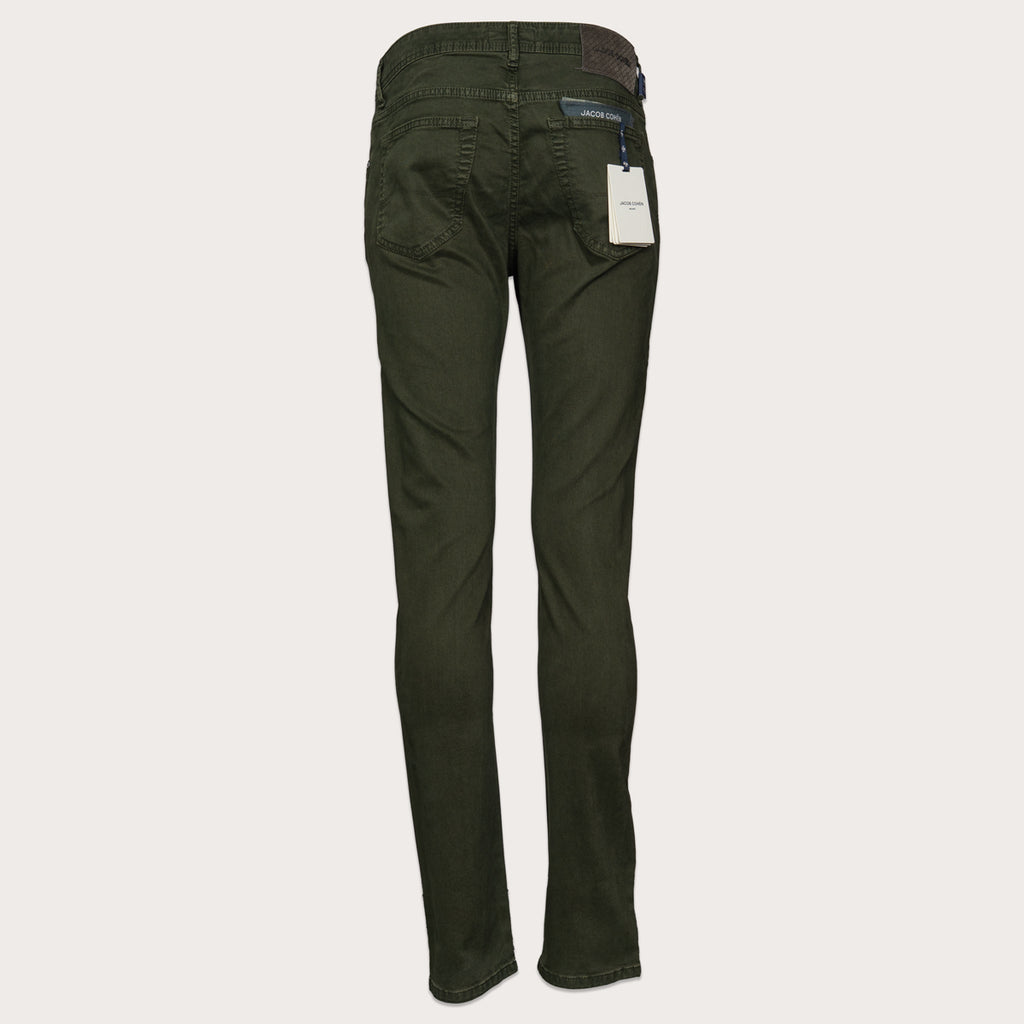 Bard Regular-slim 5 Pocket Cotton and Lyocell Stretch Twill Pants - Algae Green