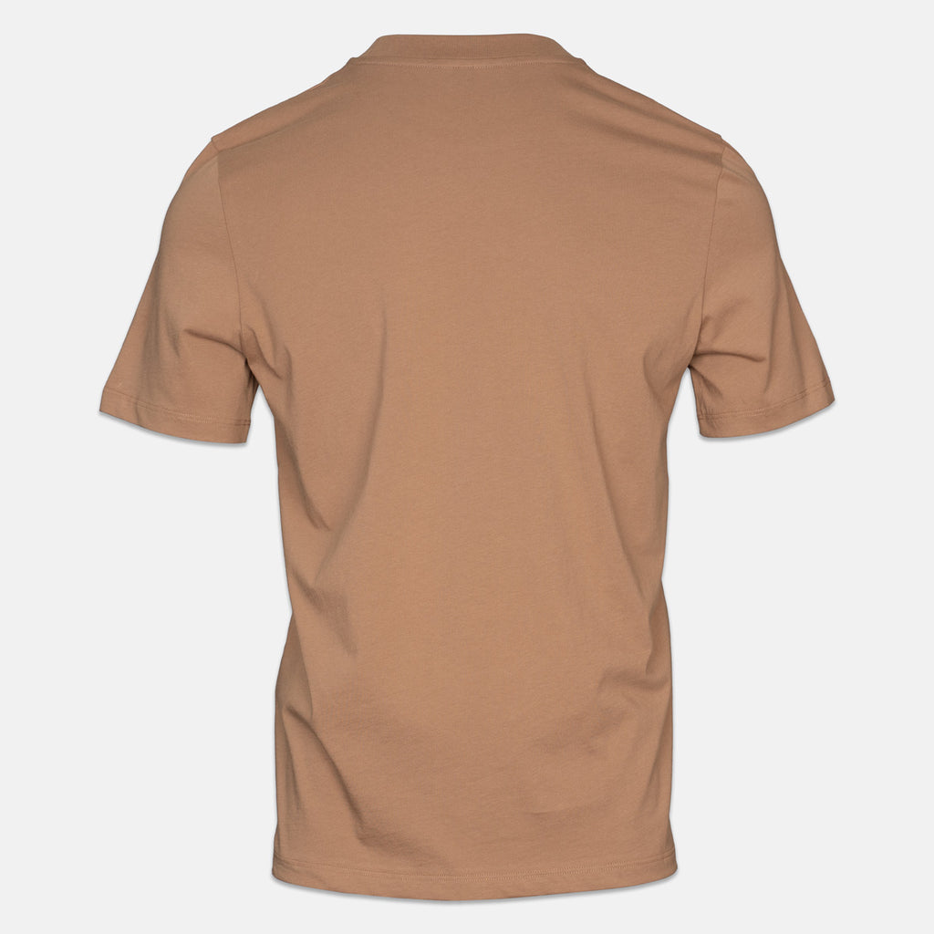 A plain short-sleeve crewneck t-shirt shown from the back, in a solid tan or light brown color, displayed on a light gray background. Jacob Cohen T-Shirt available at Sakks Menswear in Southampton.