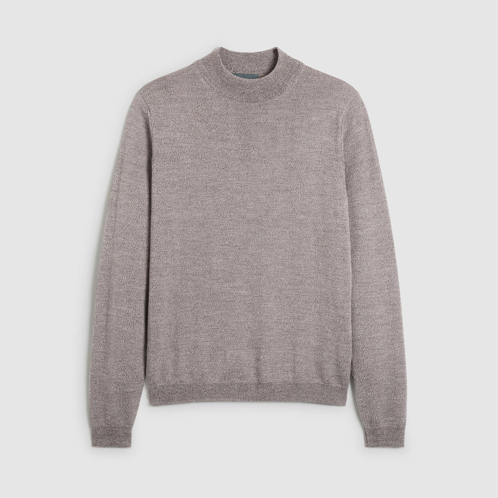 A light gray knit sweater with a crew neck and long sleeves, displayed flat against a light gray background. Oliver Sweeney Knitwear available at Sakks Menswear in Southampton.