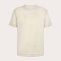 Off-White coloured pima cotton short sleeve t-shirt positioned in front of a light grey background. Profuomo T-Shirts are available at Sakks Menswear in Southampton.