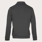 A dark gray long-sleeve quarter-zip sweatshirt shown from the back, featuring a ribbed collar, cuffs, and hem, set against a solid off-white background. Thomas Maine Sweatshirt available at Sakks Menswear in Southampton.