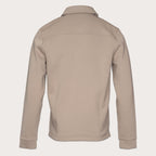 A light beige long-sleeve fleece pullover jacket shown from the back, featuring a collar and a horizontal seam across the upper back, set against a solid off-white background. Thomas Maine Sweats available at Sakks Menswear in Southampton.