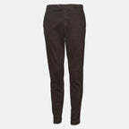 Dark brown slim-fit chinos or trousers shown flat against a light gray background. Briglia 1949 trousers available at Sakks Menswear in Southampton.