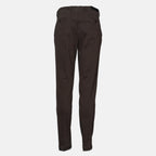 Dark brown slim-fit trousers shown from the back on a light gray background. Briglia 1949 trousers available at Sakks Menswear in Southampton.