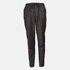 Dark charcoal gray pleated trousers with an elastic drawstring waistband, shown against a plain light gray background. Briglia 1949 Trousers available at Sakks Menswear in Southampton.