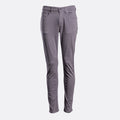 A pair of slim-fit, straight-leg jeans in a muted grayish-purple or dusty mauve color, shown against a plain light gray background. 7 For All Mankind Chinos available at Sakks Menswear in Southampton.