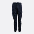 Dark navy blue cargo pants shown flat against a light gray background. 7 For All Mankind Cargo Pants available at Sakks Menswear in Southampton.