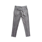 Gray textured slim-fit trousers shown from the back, featuring a subtle houndstooth or tweed-like pattern and two buttoned welt pockets. Circolo 1901 Trousers available at Sakks Menswear in Southampton.