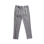 A pair of gray textured trousers with a subtle houndstooth or tweed pattern, shown flat against a solid white background. Circolo 1901 Trousers available at Sakks Menswear in Southampton.