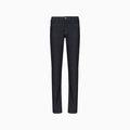 Dark wash slim-fit jeans shown flat against a plain white background. Emporio Armani Jeans. Sakks Menswear Southampton.