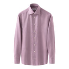 A light pink long-sleeve button-down dress shirt with a pointed collar, shown on a plain white background. Eton Shirt available at Sakks Menswear in Southampton.