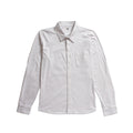 A white long-sleeve button-up shirt with a single chest pocket, laid flat against a solid white background. PAIGE Shirt available at Sakks Menswear in Southampton.