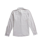 A light gray long-sleeve button-up shirt shown from the back, laid flat against a solid white background. PAIGE Shirt available at Sakks Menswear in Southampton.