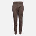 A pair of slim-fit brown trousers shown from the back on a light gray background. Briglia Trousers. Sakks Menswear Southampton.