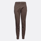 A pair of slim-fit brown trousers shown from the back on a light gray background. Briglia Trousers. Sakks Menswear Southampton.