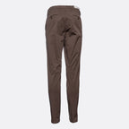 A pair of slim-fit brown trousers shown from the back, displayed on a clean, light gray background. Briglia Trousers. Sakks Menswear Southampton.
