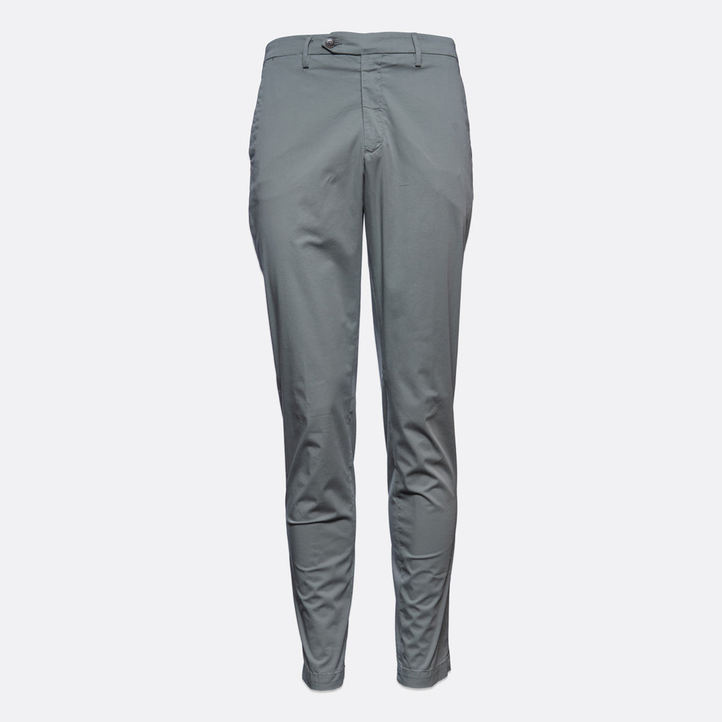 A pair of slim-fit sage trousers shown from the back on a light grey background. Briglia Trousers. Sakks Menswear Southampton.