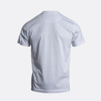 A white short-sleeve crewneck t-shirt shown from the back, displayed on a light gray background. Belstaff T-Shirt. Sakks Menswear Southampton.