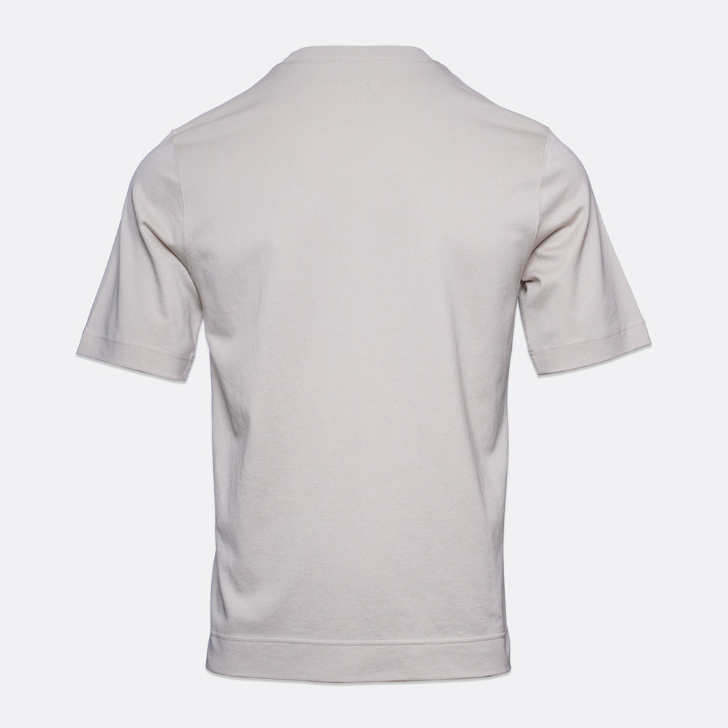 A light gray short-sleeve t-shirt shown from the back, displayed on a clean, light gray background. Circolo 1901 T-Shirt. Sakks Menswear Southampton.