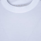 Close-up of a white crew-neck t-shirt showing the inner neck label with the brand name CIRCOLO. Circolo 1901 T-Shirt. Sakks Menswear Southampton.