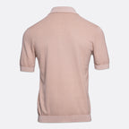 A light pink short-sleeve knit polo shirt shown from the back, displayed on a clean, light grey background. Circolo 1901 Polo. Sakks Menswear Southampton.