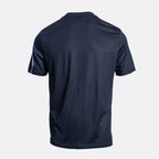 A dark navy blue short-sleeve athletic t-shirt shown from the back, displayed on a clean, light gray background. Emporio Armani T-Shirt. Sakks Menswear Southampton.