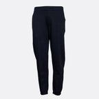 A pair of dark navy blue sweatpants shown from the back against a light gray background. Emporio Armani Sweat Pants. Sakks Menswear Southampton.
