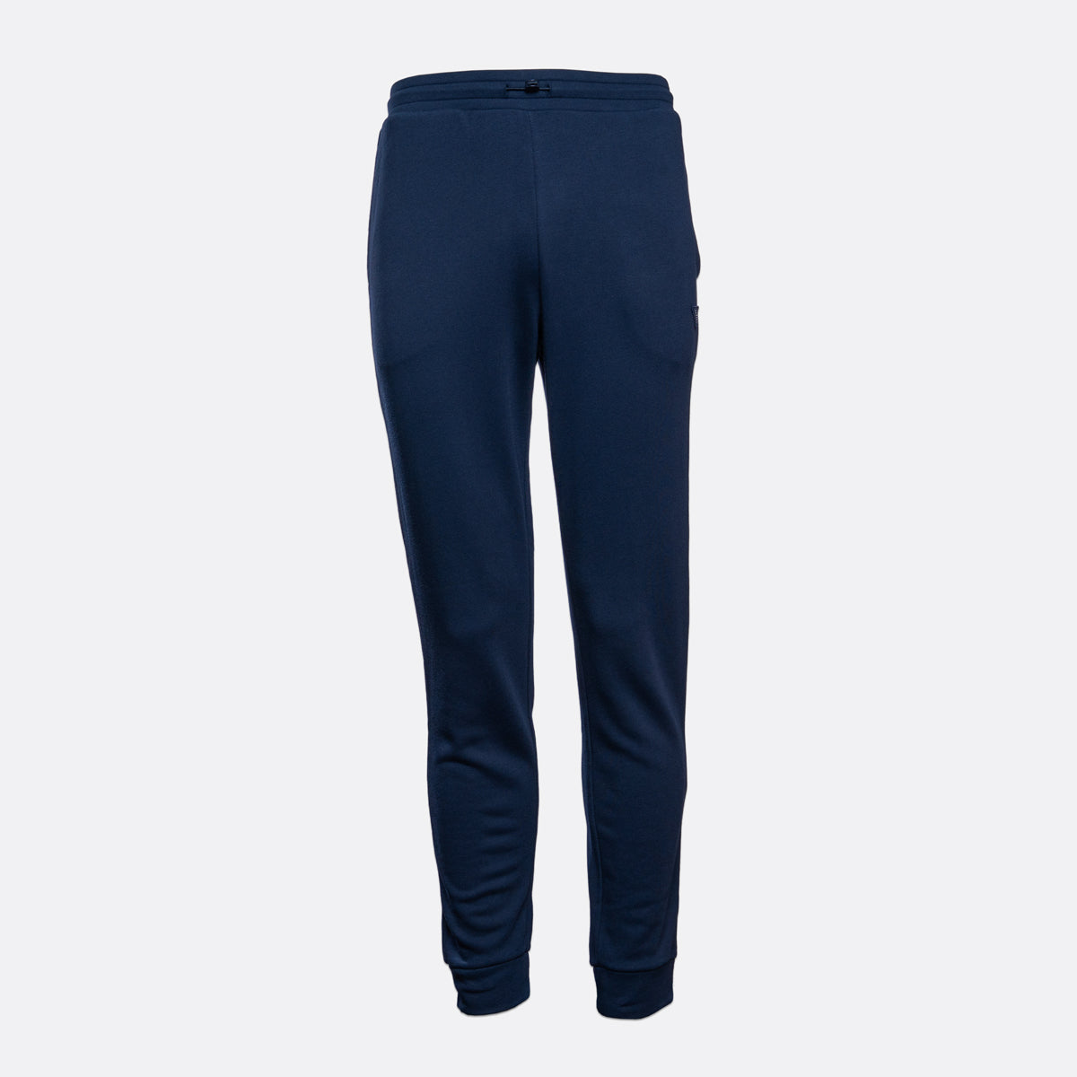 A pair of navy blue sweatpants shown from the back against a light gray background. Emporio Armani Sweat Pants. Sakks Menswear Southampton.