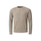 Eton Structured Knit Crew Neck in Beige. This knitwear features a leather branded badge on the button hip. Coming in a beautiful waffle texture. Eton Knitwear available at Sakks Menswear in Southampton.