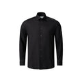 A black long-sleeve button-down dress shirt with a classic pointed collar, shown on a plain white background. Eton Shirt available at Sakks Menswear in Southampton.