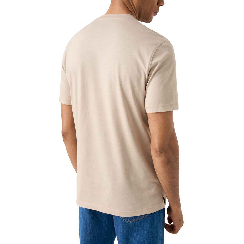 A man wearing a light beige crew-neck t-shirt, shown from the back against a plain white background. Eton T-Shirt available at Sakks Menswear in Southampton.