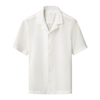 A white short-sleeve button-up shirt with a relaxed collar, displayed flat against a solid white background. Eton Short Sleeve Shirt Sakks Menswear Southampton.